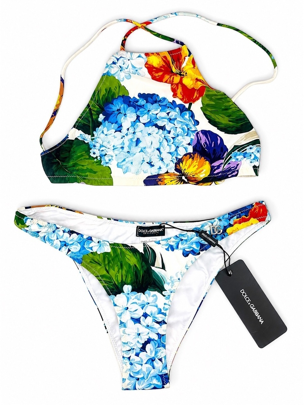 Dolce & Gabbana Hydrangea Floral Halter Bikini Set Women S | NWT